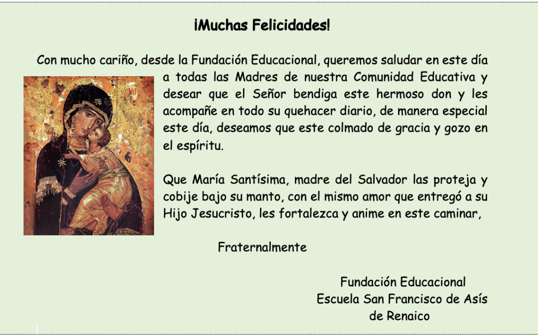 Saludo a la Comunidad Educativa en el día de la Madre